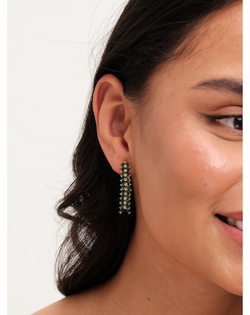 Jon Richard Gold Plated Linear Green Leaf Earrings