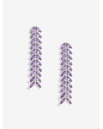 Jon Richard Rhodium Plated Lavender Leaf Earrings