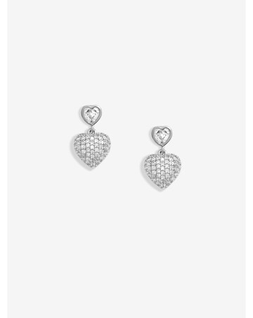 Jon Richard Rhodium Plated Cubic Zirconia Micro Pave Heart Earrings - Gift Boxed