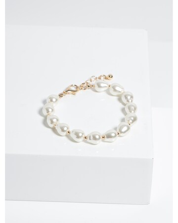 Jon Richard Semi Precious Pearl And Gold Bead Bracelet