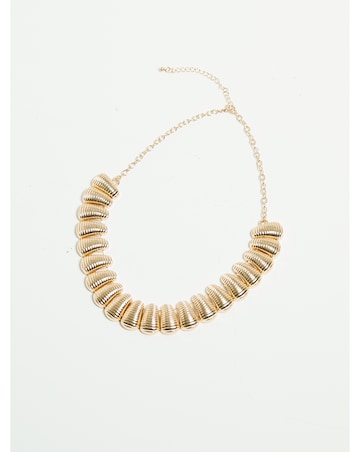 Mood Gold Polished Ridged Collar Necklace