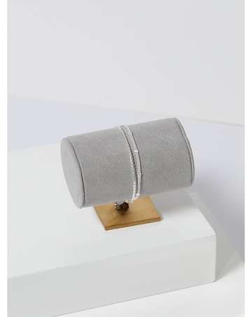 Simply Silver Sterling Silver 925 Station Diamond Cut Double Row Bracelet