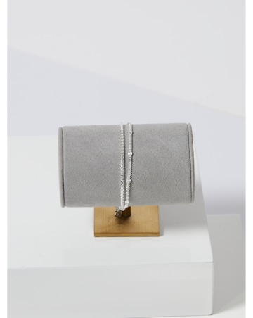 Simply Silver Sterling Silver 925 Station Diamond Cut Double Row Bracelet