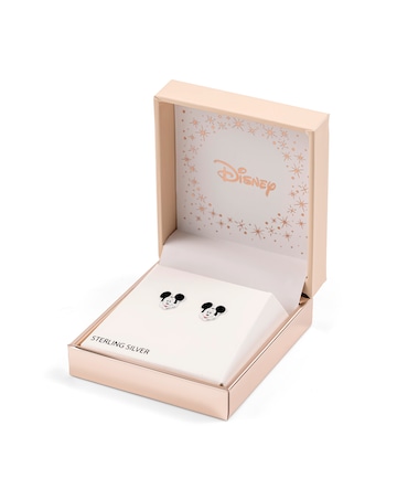 Sterling Silver Mickey Mouse Enamel Stud Earrings