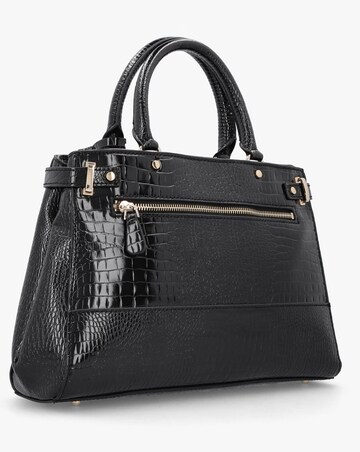 Guess Silvye Luxury Black Moc Croc Satchel Bag