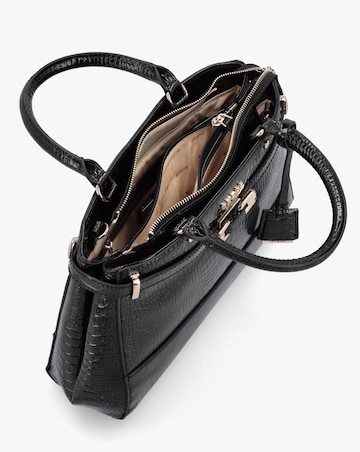 Guess Silvye Luxury Black Moc Croc Satchel Bag