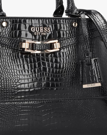 Guess Silvye Luxury Black Moc Croc Satchel Bag