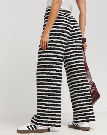 Stripe Jersey Crochet Wide Leg Trousers