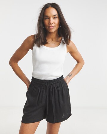 Simply Be Black Tie Waist Linen Shorts
