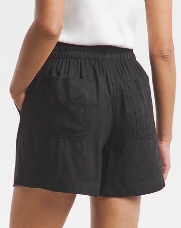 Simply Be Black Tie Waist Linen Shorts