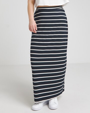Simply Be Navy Stripe Supersoft Maxi Tube Skirt