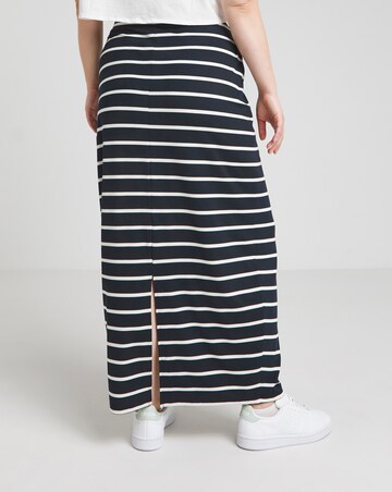 Simply Be Navy Stripe Supersoft Maxi Tube Skirt