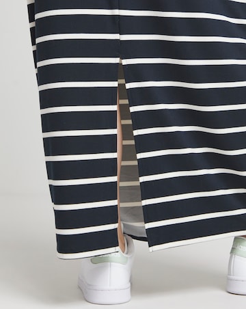 Simply Be Navy Stripe Supersoft Maxi Tube Skirt