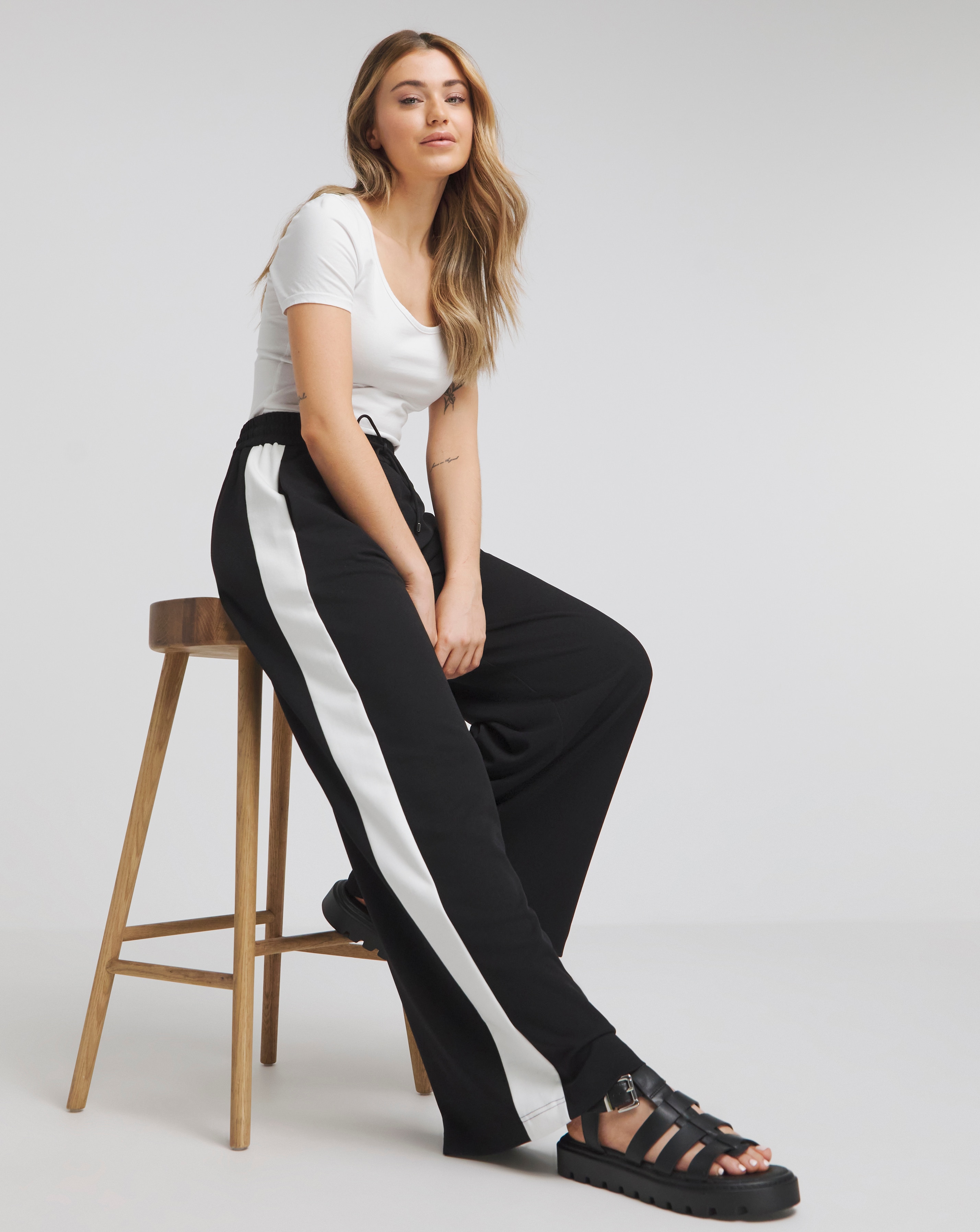 Side Stripe Wide Leg Trousers