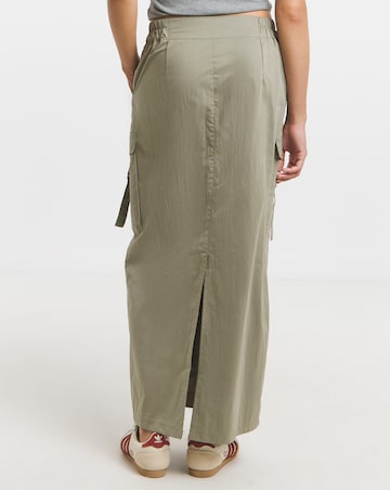 Simply Be Khaki Plush Cargo Tech Midi Skirt