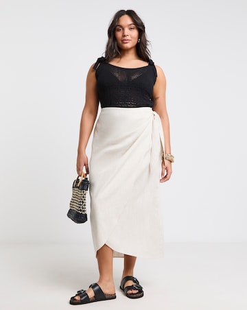 Simply Be Natural Linen Wrap Midaxi Skirt
