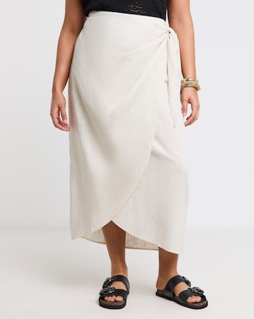 Simply Be Natural Linen Wrap Midaxi Skirt