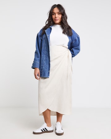 Simply Be Natural Linen Wrap Midaxi Skirt