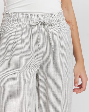 Simply Be Ivory Stripe Tie Waist Wide Leg Linen Trousers
