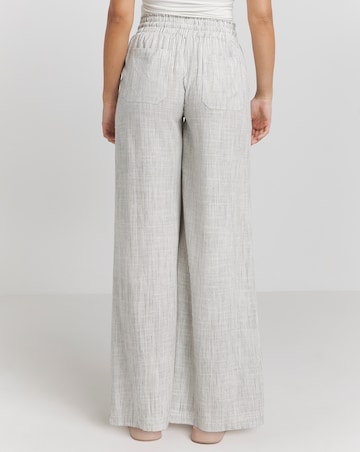 Simply Be Ivory Stripe Tie Waist Wide Leg Linen Trousers