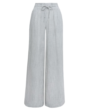 Simply Be Ivory Stripe Tie Waist Wide Leg Linen Trousers