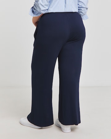 Navy Jersey Elasticated Waist Wide Leg Trouser