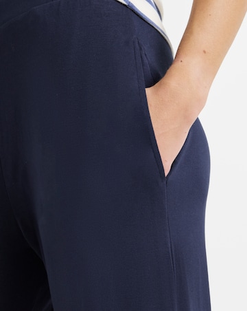 Navy Jersey Elasticated Waist Wide Leg Trouser
