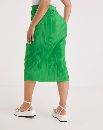 Green Plisse Midi Tube Skirt