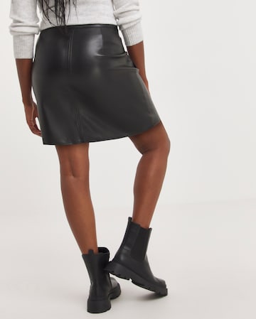 Black Pocket Detail Stretch PU Mini Skirt