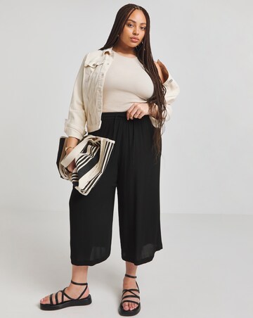 Simply Be Black Tie Waist Crinkle Culottes