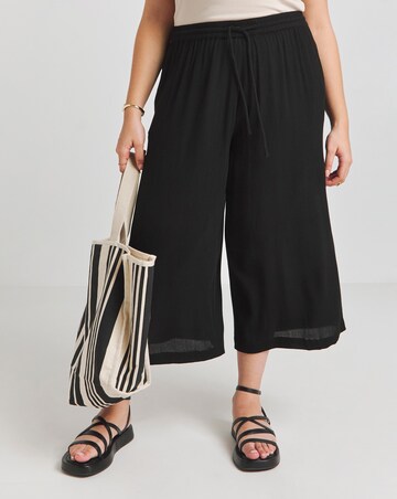 Simply Be Black Tie Waist Crinkle Culottes