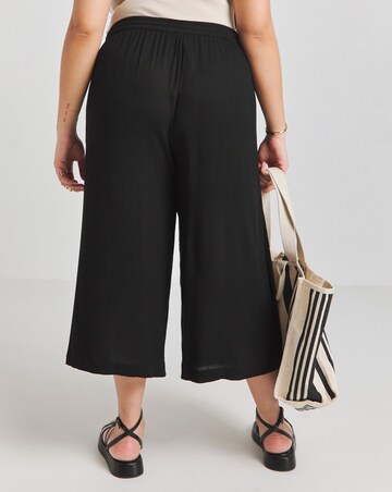 Simply Be Black Tie Waist Crinkle Culottes