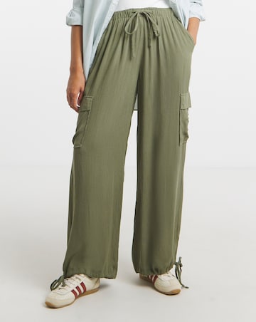 Simply Be Khaki Crinkle Utility Trousers