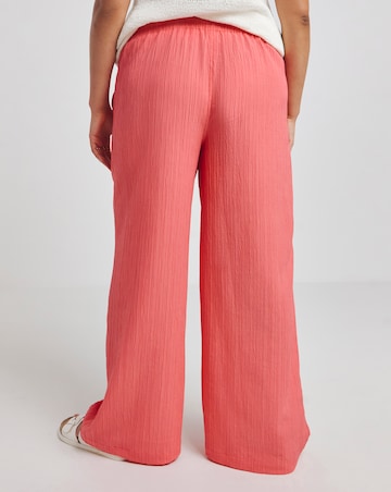 Coral Textured Wide Leg Trousers