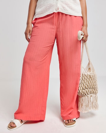 Coral Textured Wide Leg Trousers