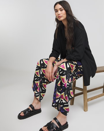 Simply Be Geo Print Satin Wide Leg Trousers