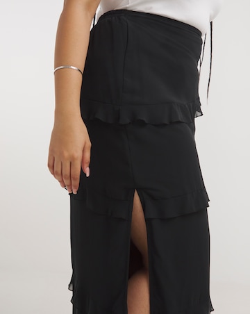 Black Tiered Ruffle Maxi Skirt