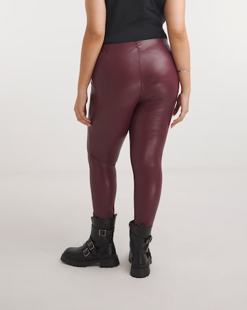 Seam Detail High Waist Stretch PU Leggings