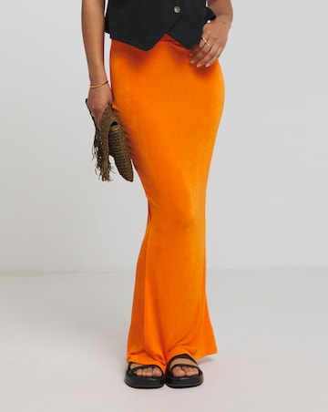 Simply Be Orange Slinky Maxi Skirt
