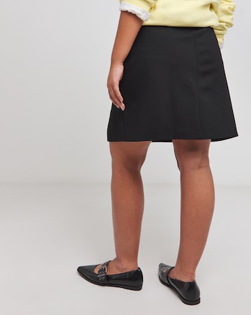 Black Zip Detail Ponte Mini Skirt