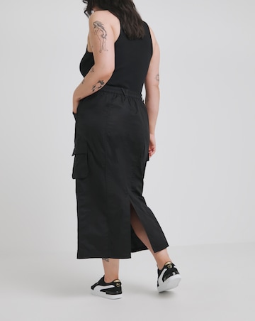 Black Cargo Midaxi Skirt