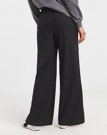 Black Drawcord Waist Relaxed Wide Leg Trousers