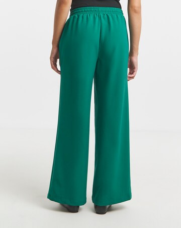 Forest Green Drawcord Waist Relaxed Wide Leg Trousers