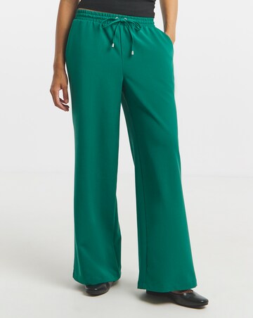 Forest Green Drawcord Waist Relaxed Wide Leg Trousers