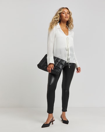 Seam Detail High Waist PU Leggings