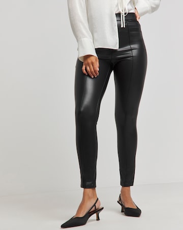 Seam Detail High Waist PU Leggings