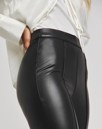 Seam Detail High Waist PU Leggings