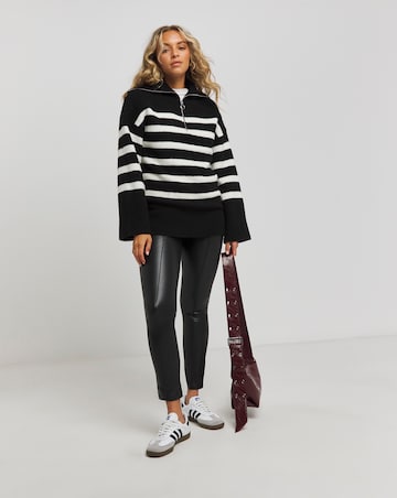 Seam Detail High Waist PU Leggings