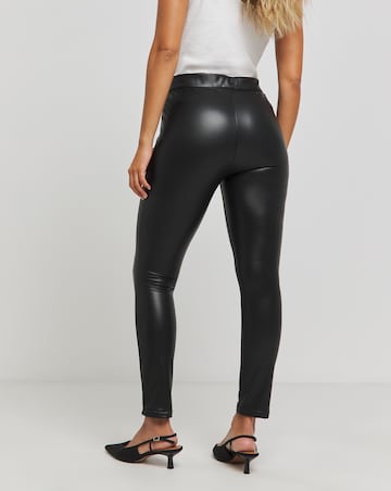 Seam Detail High Waist PU Leggings
