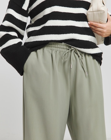 Khaki Drawcord Waist Relaxed Wide Leg Trousers